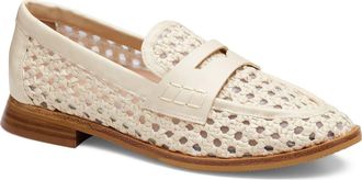 Johnston & Murphy Gillian Woven Penny Loafer in Bone Faux Leather at Nordstrom, Size 7.5