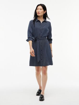 Tommy Hilfiger Womens Relaxed Fit Allover Dot Crepe Shirtdress - Carbon Navy - XXL