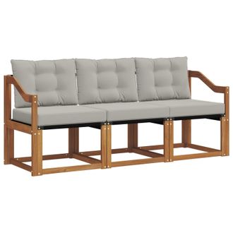 vidaXL Conjunto De Sof&aacute;s De Exterior 3 Pcs Gris Natural Y Claro Vidaxl
