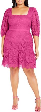 City Chic Priscilla Lace Minidress in Lilac Rose at Nordstrom