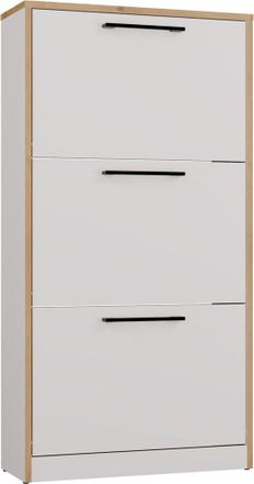 Topeshop Paula Zapatero, Blanco / Cantos Roble Artisan, 3 Puertas, Para Entrada