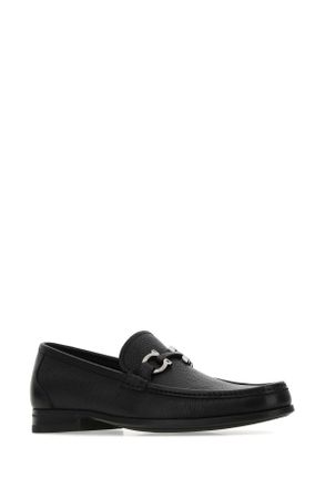 Ferragamo Mens Black Leather Grandioso Loafers Nero Scarpe Stringate Lace-up Shoes