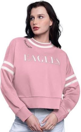 Starter Womens Starter Pink Philadelphia Eagles Power Play Cropped Pullover Sweatshirt at Nordstrom, Size Xx-Large