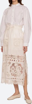 Sea New York Gardener Embroidered Midi Skirt In White