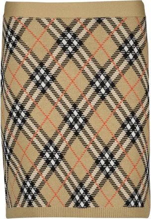 Burberry Geruite wollen rok - Dames - Korte rokken - Veelkleurig - L - Wol - Rokken
