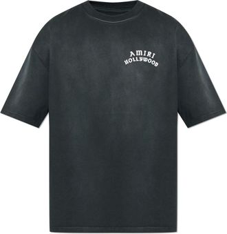 Amiri Tops, Heren, Grijs, XL, Katoen, T-shirt met logo