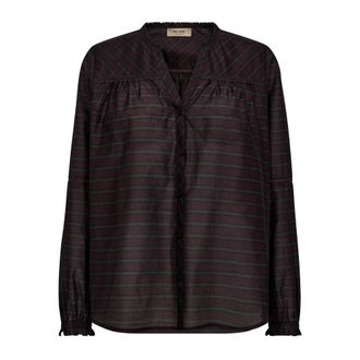 Mos Mosh Shirts, female, Brown, XS, Elegant Silky Shirt with Flounce Details