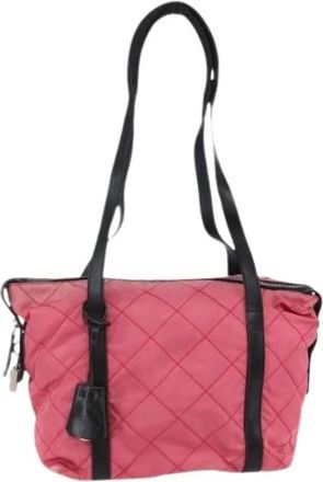Prada Pre-owned Shoulder Bags, female, Pink, Size: ONE SIZE Pre-owned Vintage Nylon Shoulder Bag