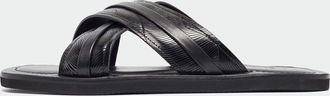 Malone Souliers Black Textured Leather Slides
