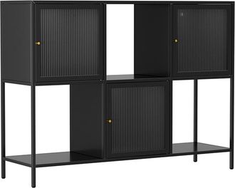 Oviala Aparador met&aacute;lico de 3 puertas, 120 cm, negro