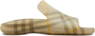 Burberry Equestrian Knight Stingray Check-Pattern Slides, Brand Size 36 ( US Size 6 )