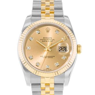 Rolex Pre-owned Rolex Datejust 36 Automatic Chronometer Diamond Champagne Dial Mens Watch 116233 CDJ