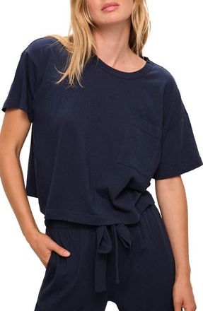 Eberjey Oversize Aloe Infused Cotton Blend Pajama Top in Navy at Nordstrom, Size X-Large