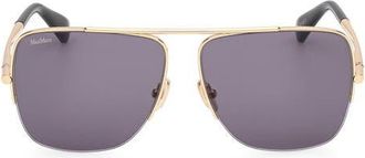 Max Mara 59mm Pilot Sunglasses in Shiny Deep Gold/Black /Smoke at Nordstrom