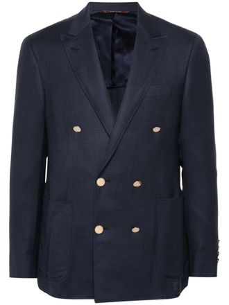 Canali double-breasted wool blazer - men - Cupro/Wool - 52 - Blue