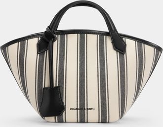 Charles & Keith Mini Ivanna Canvas Striped Tote Bag