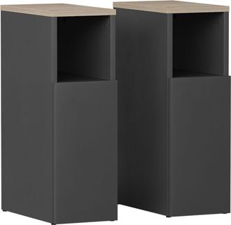 Vicco Mesilla De Noche Enton, Antracita/sonoma, Lote De 2, Vicco