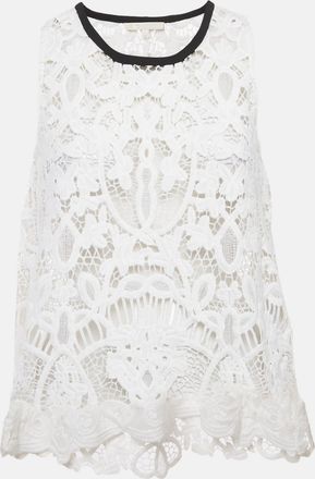 Maje White Lace Sleeveless Sheer Top