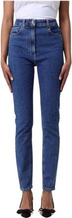 Elisabetta Franchi Slim-fit Jeans, female, Blue, Size: W26 High-Waisted Denim Jeans