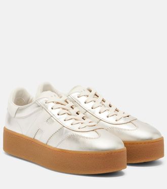 Hogan Zapatillas con plataforma H698 de piel metalizada