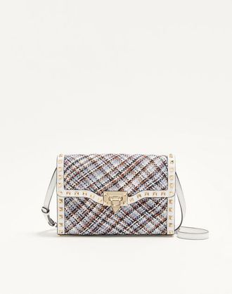 Valentino Garavani Valentino Garavani Rockstud Small Shoulder Bag In Woven Fabric Wo