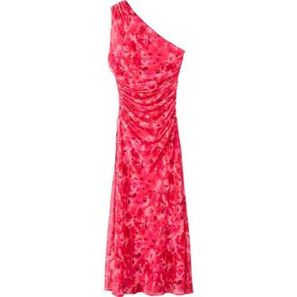 Mango Floral Print Asymmetric Dress in Red at Nordstrom, Size X-Large