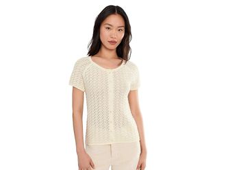 Sanctuary All In Pointelle Button Top Womens Sweater Collagen : LG (US 10-12), Cotton