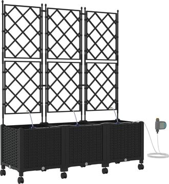 vidaXL Maceta De Jard&iacute;n Con Riego Y Ruedas 3 Uds. Negro Pp Vidaxl