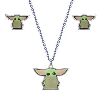 Star Wars The Mandalorian Grogu Fashion Stud Earrings and Necklace Set in Green at Nordstrom