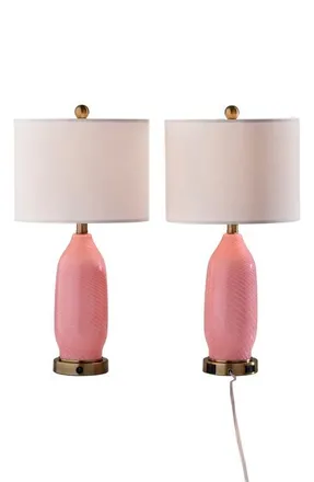 Adesso Freya Set of 2 Table Lamps in Antique Brass/pink at Nordstrom