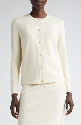 St. John Santiago Lightweight Cardigan in Ec00 Ecru at Nordstrom, Size Small
