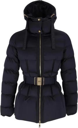 Elisabetta Franchi Gepolsterd jack met riem - Dames - Winterjassen - Blauw - M - Jassen