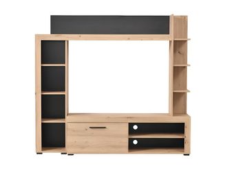 VENTE-UNIQUE.COM Mueble de tv de pared madera gris antracita, color natural claro