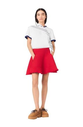 Maje Compact knit short skirt in Red at Nordstrom, Size 40 Eu