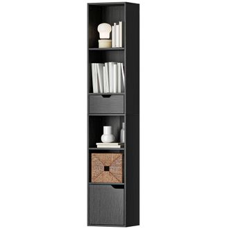 HOMCOM Homcom Mobile Libreria A 4 Ripiani Aperti Con Armadietto E Cassetto Nero