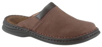 Josef Seibel Clog JOSEF SEIBEL Max, Herren, Gr. 39, braun (dunkelbraun), Nubukleder, Schuhe Clog, Sommerschuh, Schlappen, Urlaub, mit Konstrastn&auml;hten