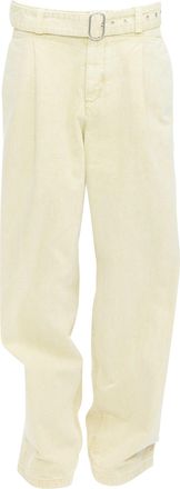 Jil Sander washed yellow cotton belted wide leg pants