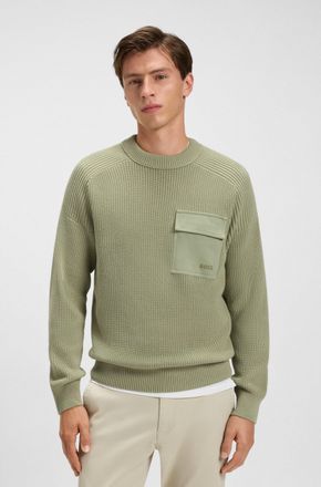 Boss Orange by Hugo Boss Strickpullover BOSS ORANGE Kalamaro, Herren, Gr. 3XL, gr&uuml;n (open gr&uuml;n370), Strick, Obermaterial: 100% Baumwolle, unifarben, regular fit h&uuml;ftlang, Rund