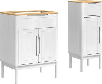 vidaXL Juego De Muebles De Ba&ntilde;o Floro 2 Uds. Madera De Pino Macizo Vidaxl
