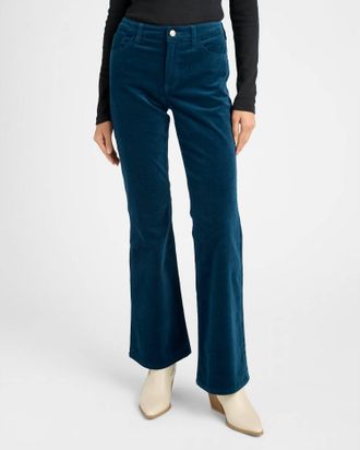 Dear John Denim Rosa Mid Rise Velvet Flare Leg Pants In Teal
