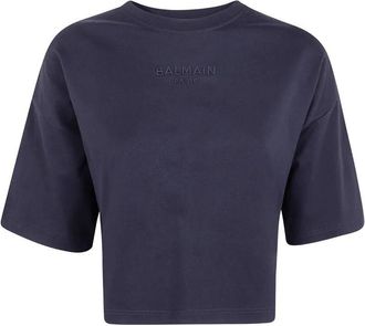 Balmain Small Balmain Paris Emb Cropped T-Shirt