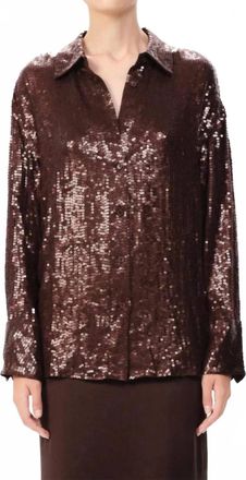 Maria Cher Cardales Cyrus Sequin Shirt In Dark Brown