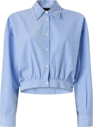Pinko Cropped gestreept shirt - Dames - Overhemden - Veelkleurig - M - Katoen - Overhemden