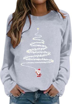 Generic Christmas Sweatshirt For Women Xmas Printed Sweatshirt Ladies Christmas Jumpers Loose Funny Xmas Jumpers Long Sleeve Crewneck Shirt Ladies Fashion Hoo