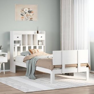 Berkfield Home Bookcase Bed without Mattress White 90x200cm Solid Wood Pine | Size: 90x200 cm