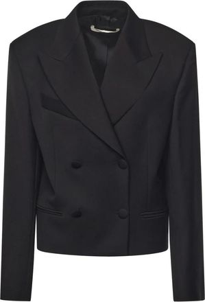 Nineminutes Zwarte double-breasted jas - Dames - Blazers - Zwart - XS - Polyester - Jassen
