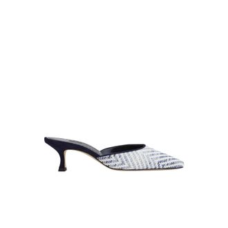 Manolo Blahnik Heeled Mules, female, White, Size: 8 1/2 US Carolyne 50 Mules