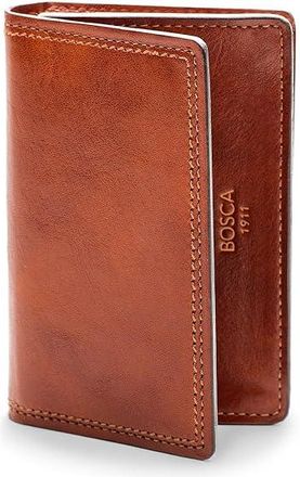 Bosca Dolce Collection - Full Gusset Two-Pocket Card Case w/ I.D. Credit card Mens Wallet Amber, Leather