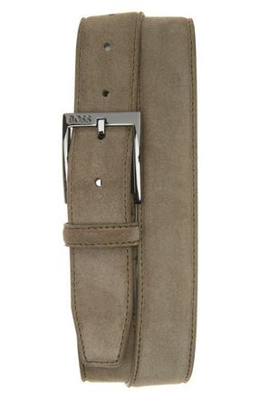 BOSS Caleb Suede Belt in Olive Green at Nordstrom, Size 32