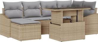 vidaXL Garden Sofa Set with Cushion 7 pcs Beige and light grey Vidaxl
